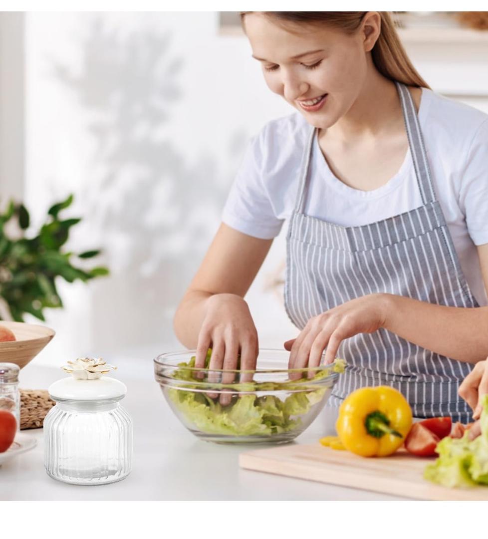 Rose Ceramic can - Decorative Food Storage Jar with Lid for Coffee Tea Dried Fruits and Snacks - Eco-Friendly Ceramic Container
