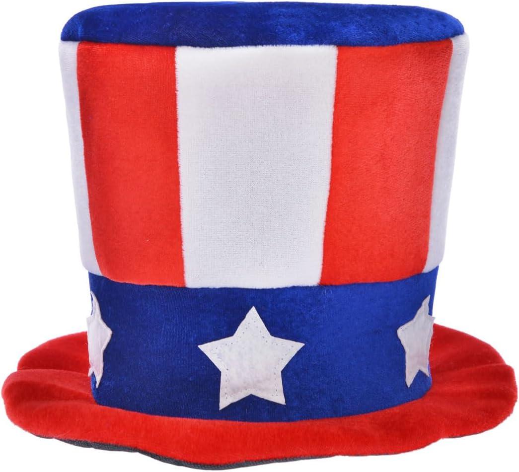 ALVOGIMOR Uncle Sam Patriotic Hat Plush Stovepipe Top Hat, American Flag Costume Accessories, 4th of July Hats for Men Women Child Party Favor (Blue B)