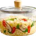 Le'raze Glass Cooking Pot with Lid - 1.6L(54oz) Heat Resistant Borosilicate Glass Cookware Stovetop Pot Set - Simmer Pot with Cover Safe for Soup, Milk, Baby Food Clear