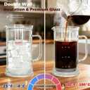 34oz Cold Brew Coffee Maker & Iced Tea Maker, No Plastic Double Wall Glass French Press with Heat-Resistant Borosilicate Carafe, SUS304 Filter & Bamboo Lid, Gift for Mom