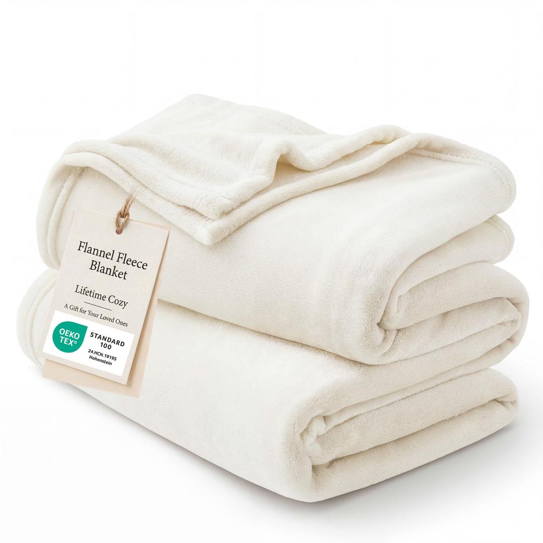 Bedsure GentleSoft Fleece Throw XL Blanket Cream - 300GSM Soft Lightweight Plush Cozy Blankets for Bed, Sofa, Couch, Travel, Camping, 50x70 inches