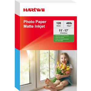 120 Sheets Matte Presentation Paper 11x17 48lb 180gsm Photo Paper for All Dye Ink Inkjet Printers