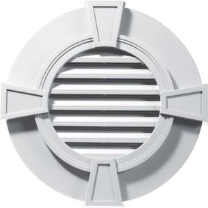 Builders Edge 120033030001 30" Round Octagon Vent Wide Ring and Keystones 001, White