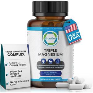 Triple Magnesium Complex Supplement 235mg with Magnesium Citrate, Malate & Lysinate Chelate | Magnesium Supplement for Sleep, Muscle Relaxation, Energy & Nerve Support | 60 Capsules, USA Made, Exp 04/2028