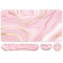Keyboard Mouse Pad Set, Extended Mouse Pad+Keyboard Wrist Rest Support, Memory Foam Ergonomic Easy Typing, 3Pcs (35.4×15.7 in) Desk Pad Set for Home Office Study Game- Pink Gold