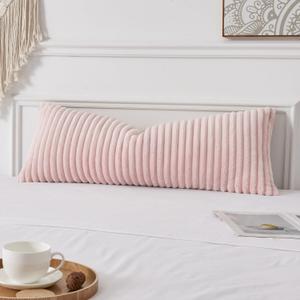 UGASA Long Lumbar Throw Pillow Cover 14x36 Inch Set of 1 Valentine's Day Super Soft Faux Fur Decorative Pillow Case Plush Flannel Texture Accent Pillowcase for Sofa Couch Living Room Chair, Light Pink