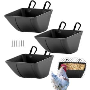 Hanging Chicken Feeder Trough for Goat Sheep Deer Poultry Duck Chicken Fence Feeder Livestock Feeding Container Goats Supplies Feeders Waterer Bucket