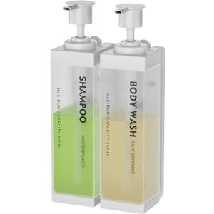 Clear Soap Dispenser - (2 Pack, 17 Oz) ABS+PET Square Bottle, Wall/Desktop Plastic Hand Soap Dispenser, Leak-Proof Pump Bottle Dispenser for Home & Commercial Use,White