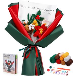 Pnytty Crochet Kit for Beginner Adults, Flower Bouquet Crochet Starter Kit with Step-by-Step Video Tutorials Knitting Kit for Mothers Day, Holiday, Home Decor, Anniversary Day Present