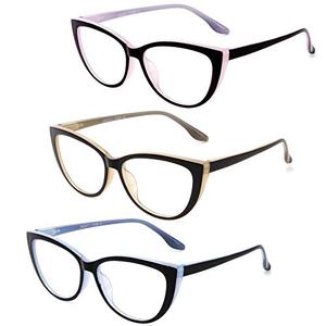 CRGATV 3 Pack Reading Glasses Blue Light Blocking Stylish Cat Eye Computer Readers Anti Eyestrain & Glare for Women +1.25