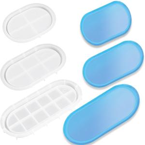 3Pcs Silicone Molds for Resin Casting Tray Molds Oval Resin Molds Silicone Pallet Round Molds
