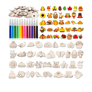 Fall Wooden Magnet Painting Craft DIY Kids Autumn Harvest Arts Crafts Painting Kit for Kids DIY Creativity Art Supplies for Boys Girls Party Favor Ages 4-8 8-12 Birthday Thanksgiving Crafts Gifts