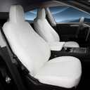 Nappa Leather Car Seat Covers Compatible with Tesla Model Y 2020 2021 2022 2023 Full Set Custom Fit Does Not Affect The Airbag, Reserved Seat Belt Hole-White