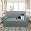 U-NICE HOME Velvet Loveseat Sofa Covers Stretch Couch Cover Furniture Protector Sofa Slipcover for Dogs (Medium, Light Grey)