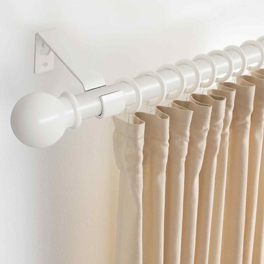 Curtain Rods for Windows 30‘’ to 62‘’, Decorative Small Curtains Rods Set, 5/ 8 inch White Splicing Metal curtain rod with Brackets for Bedroom, Living Room, Kitchen and Outdoor Patio