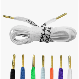 Loop King Laces 1 Pair Off White Style Shoe Laces with Gold Tips, Size: 5-6 Eyelets / 120cm / 47"
