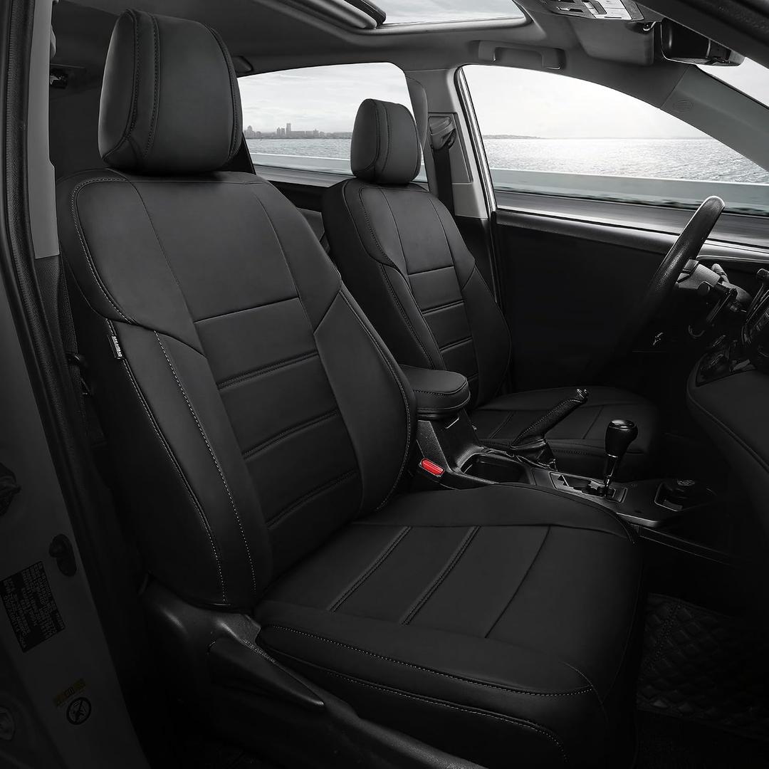 FREESOO for Toyota Corolla Seat Covers S SE XSE Sedan 2014 2015 2016 2017 2018 2019, Custom Fit Car Seat Covers Full Set, Luxury Leather Seat Covers for Cars, Waterproof Car Seat Cover, Black Full Set