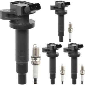UF247 Ignition Coil Packs & Spark Plugs (Set of 4), Compatible with 2000-2008 Toyota Corolla/Matrix/MR2 Spyder/Celica, Chevrolet Prizm, Pontiac Vibe 1.8L L4, Replaces# UF247