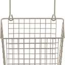 Spectrum Hanging Baskets for Organizing (Large, Satin Nickel) - Grid Over the Cabinet Wire Basket for Kitchen or Bathroom - Door Hanging Storage Organizer for Cleaning Supplies, Washcloths, & Towels