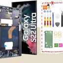 OLED for Samsung Galaxy S22 Ultra 5G LCD Display Screen Assembly Replacement for Samsung S22 Ultra Touch Digitizer Screen with Frame Toolkits S908U S908A US Version Black