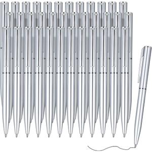 Teling 27 Pcs Small Ballpoint Pen Mini Pens Bulk 4 Inch Short Tiny Small Writing Tool Black Ink for Pocket Notebook Notepads School Office(Silver,Classic Style)