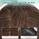 Benehair 100% Remy Human Hair Toppers for Women, 9 * 12CM Silk Base Hairpieces With Bangs 150% Density for Thinning Hair Chocolate Brown 10 Inch