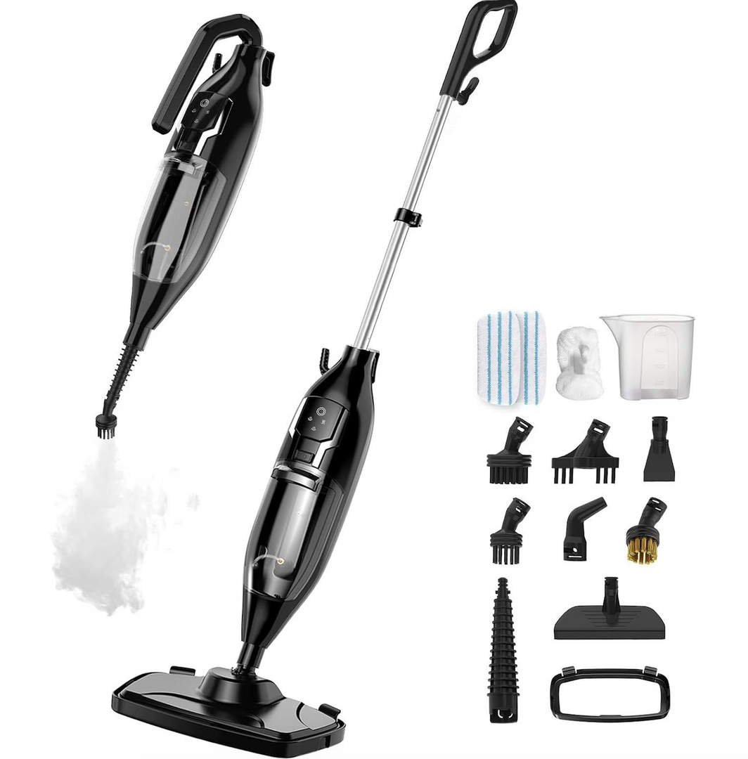 Steam Mop Cleaner - 12-in-1 MultiPurpose Detachable Handheld Steam Cleaner for Hardwood, Tile, Carpet Cleaning, Laminate Floors, 20 OZ Water Tank, 23FT Power Cord, Washable Microfiber Pads