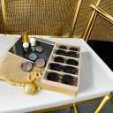 Luxurious 5 Grid Beige Velvet Eyewear Storage Sunglasses Jewelry Tray Organizer Soft Protection Drawer Divider Store Display