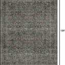 Vintage Dark Green Living Room Rug, 8x10 Washable Area Rugs for Dining Room Under Kitchen Table, Bedroom, Oriental Low Pile Stain Resistant Non-Slip Large Carpet (8x10 Dark Green)