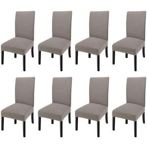 GoodtoU Dining Room Chair Covers Set of 8, Stretch Kitchen Chair Covers, Washable Removable Chair Seat Protector for Home & Hotel, Taupe 36x14