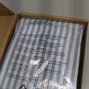 Amazon Basics Lightweight Super Soft Easy Care Microfiber 4 Piece Bed Sheet Set With 14-inch Deep Pockets - Queen, Dusty Blue Pinstripe, Printed