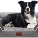 Comfort Expression Large Dog Beds Waterproof Orthopedic Foam Dog Beds for Large Dogs Sofa Comfy Pet Bed with Washable Removable Cover & Non-Slip Bottom(Grey) (36.0"L x 27.0"W x 7.5"Th)