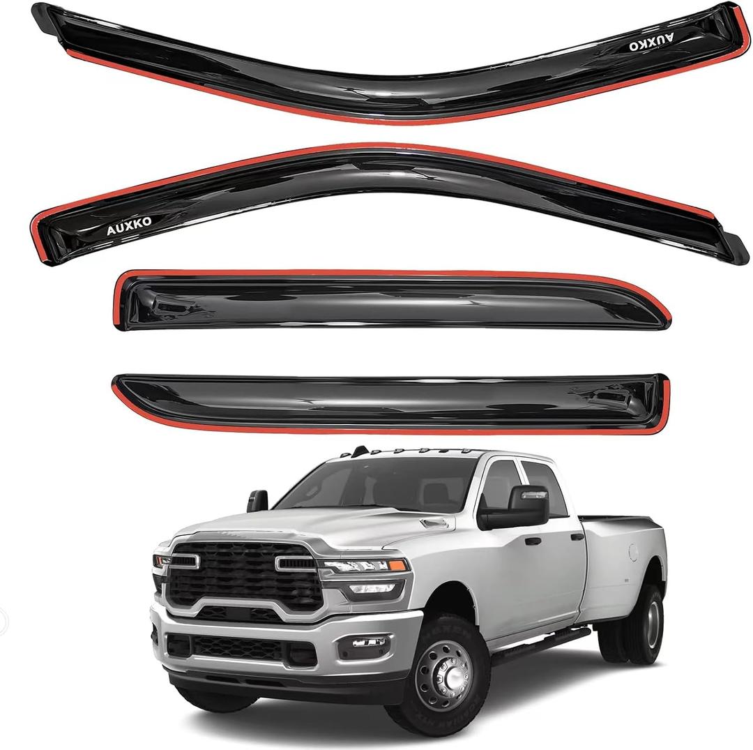 AUXKO in-Channel Rain Guards for Dodge Ram 2500 3500 Crew Cab 2019-2026, Window Vent Visors Accessories Rain Guard Window Visors, Easy Install Side Window Wind Deflectors & Visors for Truck Black