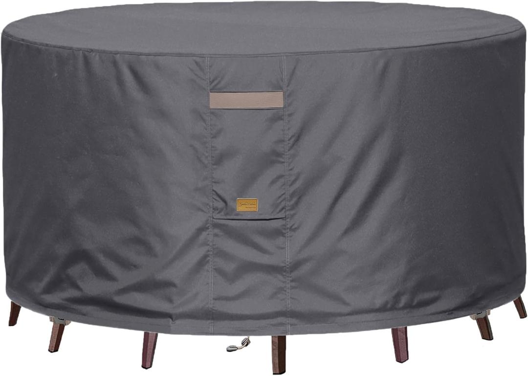 Heavy Duty Waterproof Patio Furniture Covers,Fade Resistant Round Outdoor Table and Chair Covers Round 96" Diax28 H Dark Grey