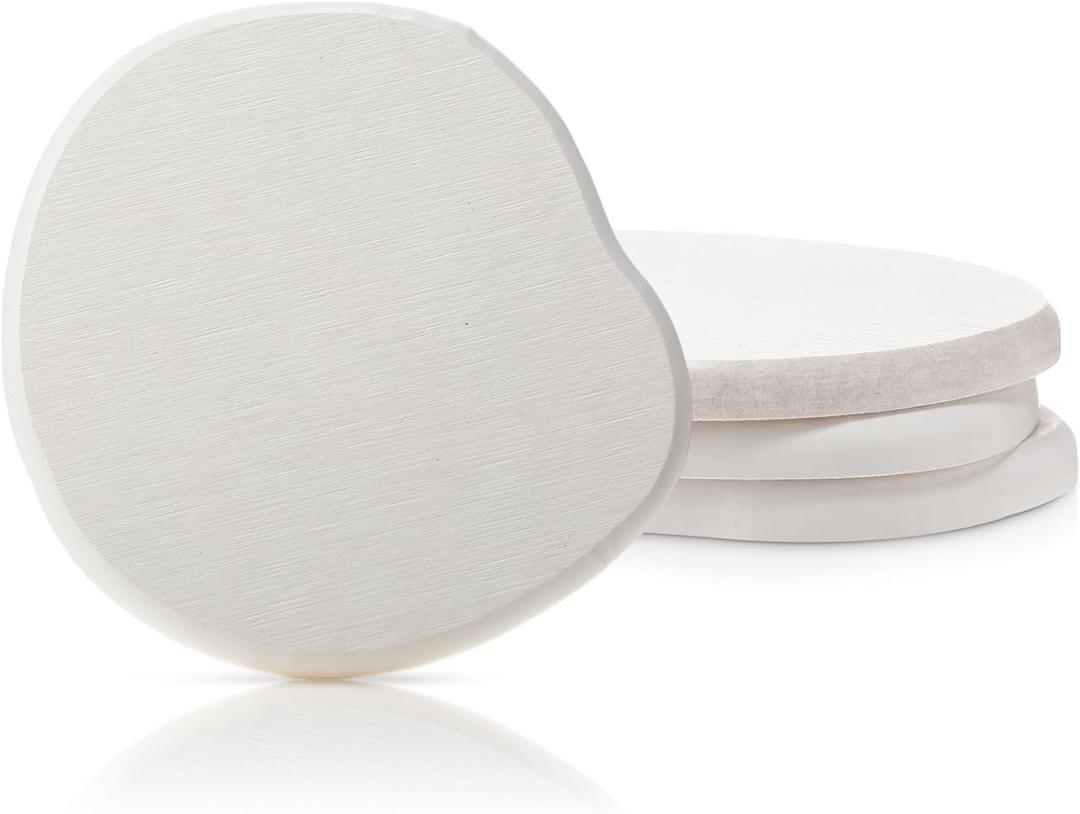 Diatomaceous Earth Coasters Set of 4Cool Absorbent Quick-Dry Drink Coasters for Desks, Cute Modern Stone Design with Stylish White Aesthetic (4, White)