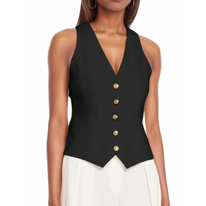 Mina Self Sleeveless Vest Tops For Women 2025 Summer v-Neck Slim Fit Elegant Lightweight Trendy Casual Business Work Blazer, Small