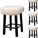 uxcell 4pcs Stool Covers Rectangle, Bar Stool Covers Saddle Seat Cover for Wooden Metal Bench Chair Beige