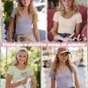 3 Pack Girls Shirts Scoop Neck Ribbed T Shirts Teens Short Sleeve Slim Fit Summer Tees for Kids Age 5-14