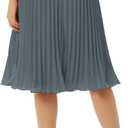 GRACE KARIN Pleated Midi Skirt for Women,Chiffon Elastic High Waist Knee Length Skirts,Swing Flare A-Line Outfits (M)