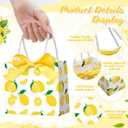 Moinchore 30 Pcs Yellow Lemon Gift Bags Bulk 5.5 x 4.7 x 2.5 in Mini Summer Fruit Favor Bags with Handles Bow Ribbon Wrap for Lemon Birthday Bridal Shower Wedding Party Supplies Family Holiday Travel