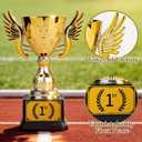 1st Place Gold Plastic Trophy with Detachable Sticker - Winged Design Award for Sports Competitions, Tournaments, Party Prizes & School Events