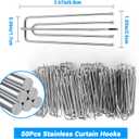 Curtain Pleat Tape with 50 Hooks, 11 Yards /10 Meters Pleater Tape for Curtains, Included 50Pcs Stainless Steel Hooks with 4 Prongs, Pinch Pleat Curtain Tape and Hooks for Making Pleated Curtain