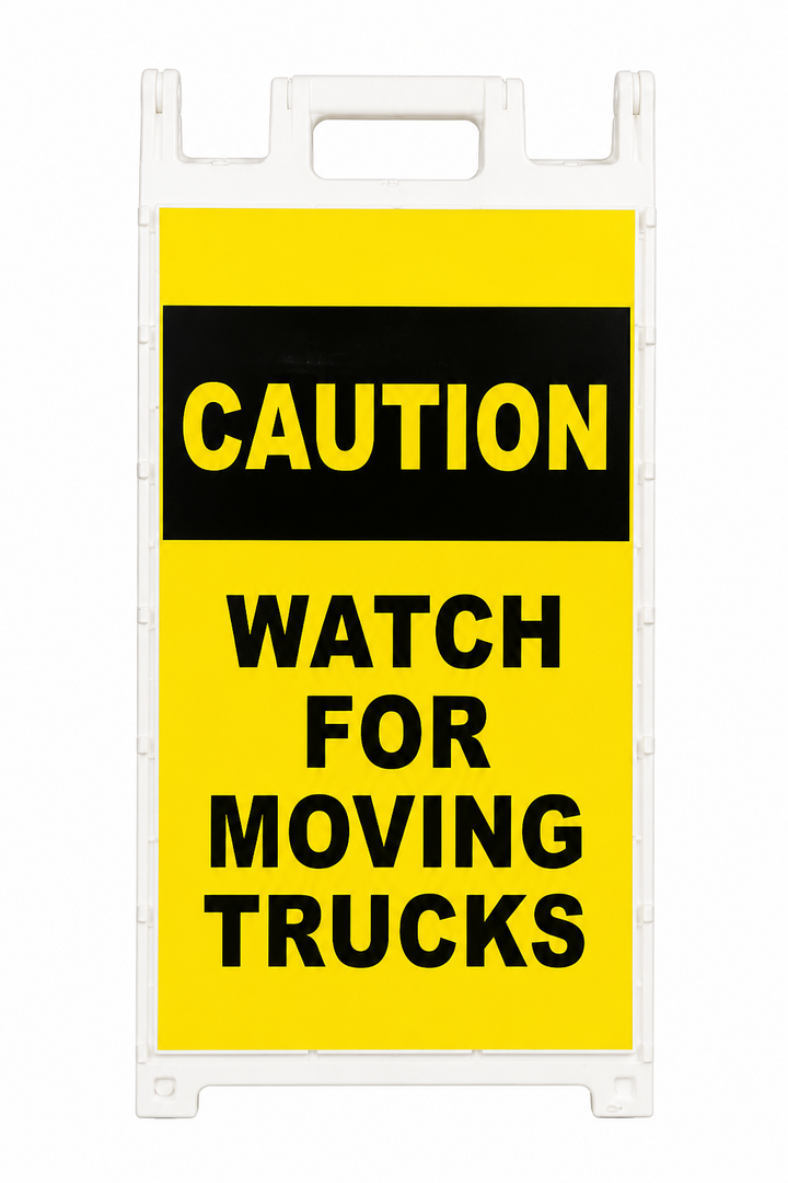 Cortina PLASTX FF HD Safety Barricade, Caution Watch Out For Moving Trucks, 20lbs