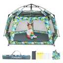 Baby Playpen Pop-up Tent - Outdoor & Indoor Play Tent for Beach with Canopy Travel Bag Portable Play Yard for Babies & Toddlers (Forest)