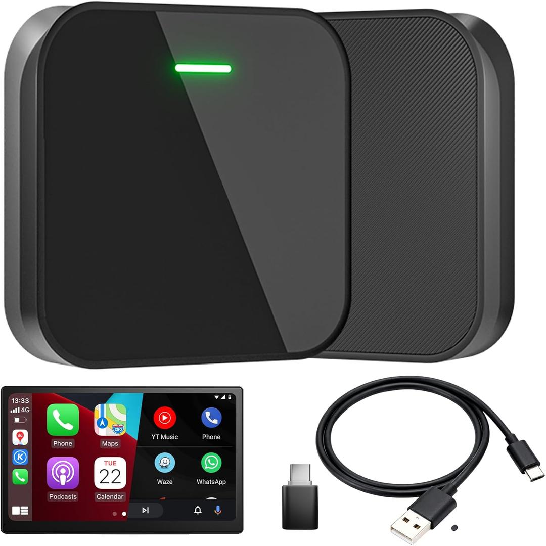 Wireless CarPlay Adapter, Apple CarPlay Wireless Adapter Converts Wired to Wireless, Plug & Play Auto Connect for iPhone iOS 10+, Compatible with Factory CarPlay Cars 2015+, Black