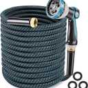 Non-Expandable Garden Hose – Ultra Lightweight & Leak-Proof Kink-Free Water Hose with 10-Function Spray Nozzle – Wear-Resistant Hybrid Hose for Yard, Lawn, Car Wash & Outdoor Use – 50 ft