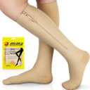 Ailaka Zipper Compression Socks for Men Women - 20-30 mmHg Close Toe Knee High Medical Compression Socks with Zipper, Zip Up Socks for Varicose Veins, Edema, Recovery, Pregnant, Nurse (3X-Large (1 Pair), Beige)