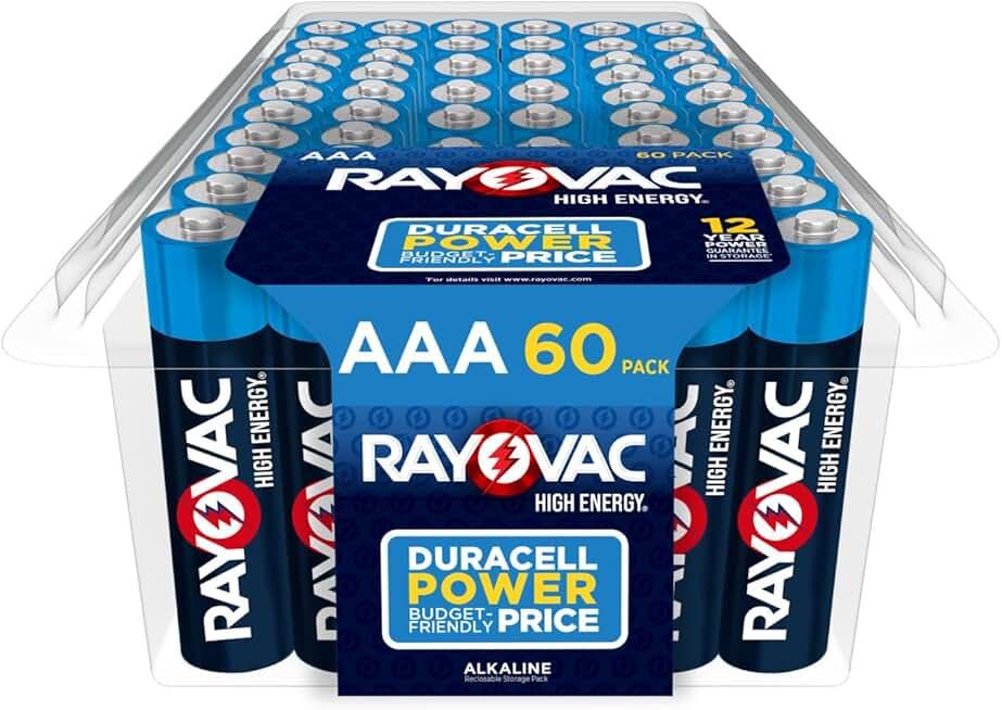 Rayovac High Energy AAA Batteries (60 Pack), Alkaline Triple A Batteries, Pack of 2