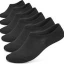 Leotruny Womens 6 Pairs Bamboo Mesh Design Low Cut Non Slip No Show Socks (9.5-12, C01-black)