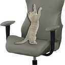 WOMACO Gaming Chair Slipcover Stretch Seat Chair Cover for Leather Computer Reclining Racing Ruffled Gamer Chair Protector (Gray, One-Size) (Grey)